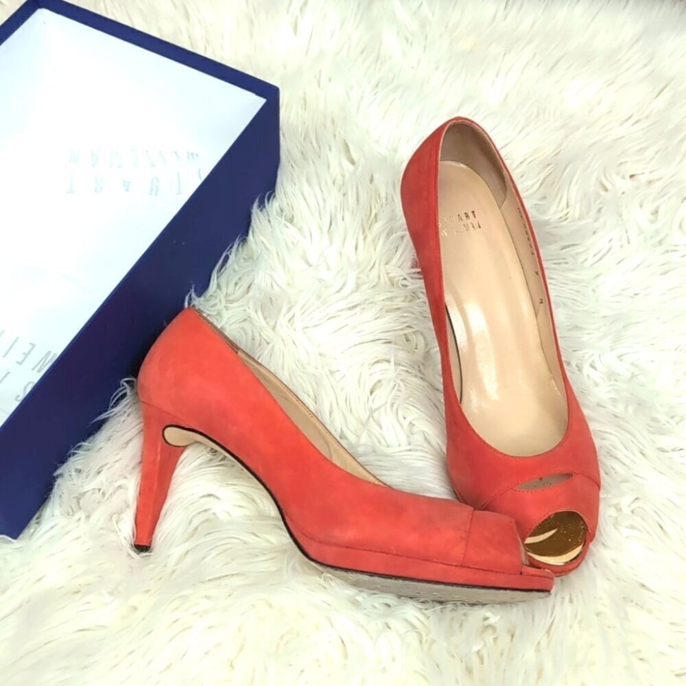 Stuart Weitzman  Foresight suede  peep toe heels